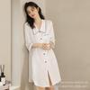 Pijama de Verão Personalizado para Mulheres, Seda de Gelo Manga Três Quartos Estilo Francês Sexy Camisola, Roupa de Casa Casual Branca, Estilo Preguiçoso, Estilo de Luxo Leve