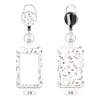 Portatarjetas de plástico con estampado floral, portatarjeta de identificación para credencial de trabajo con cordón y hebilla retráctil, protector para credencial de empleado y tarjeta de autobús