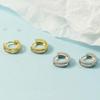 Novo Estilo Coreano Moda Full Diamond Duplo Rai Diamante Argola de Orelha Fivela de Orelha Argola de Osso da Orelha Brincos Exquisitos Femininos Simples Versátil
