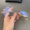 Monturas de Gafas Perforadas Sin Marco, Estilo Retro Redondo para Hombres y Mujeres, Adecuadas para Lentes Graduados