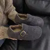 2026 Aumento Interior Estatura Baja Zapatos Birkenstock Mujer Suela Gruesa Con Terciopelo Otoño e Invierno Nuevos Mocasines Zapatos de Algodón con Piel Zapatos Birkenstock