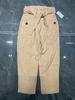 Pantalones Rectos Holgados de Cintura Alta Color Beige para Mujer 93% Algodón Humano 7% Poliéster Pantalones Casuales Pantalones de Mujer con Cinturón