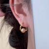 Elegantes aretes de botón de perla color oro champán, diseño de nicho color Maillard, lujo ligero de alta gama para mujer