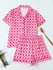 Pijama para Mujer Verano Nuevo Estilo Lindo Dibujo Animado Manga Corta Dulce Delgado Holgado Verano Ropa de Casa Conjunto