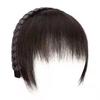 Agite o mesmo estilo trança, faixa de cabelo, franja, uma peça de cabelo real, testa, cortina, costeletas, cobrir cabelos brancos, franja, franja, peruca quebrada