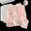 Pijama infantil 100% algodão para meninas, manga longa, primavera e outono, algodão fino com estampa de nuvem de desenho animado, novo estilo de verão 2026, roupa de casa para meninas