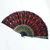 Ventoinha Estilo Europeu Changsha Bordada com Lantejoulas Ventoinha de Pena de Cauda de Pavão Bordada com Lantejoulas Ventoinha de Lantejoulas com Haste Preta Grande Vermelho