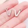 26 Letras Capitales Incrustadas con Diamantes en Inglés, Accesorios de Joyería de Aleación de Zinc K Blanco, Colgantes para Bricolaje, Pendientes, Pulseras, Colgantes