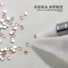 Herramienta de Pluma de Manicura de Doble Punta Blanca Nueva al por Mayor Lápiz Pegajoso de Diamante Herramienta de Presión de Diamante Bolita de Acero Pequeña Pluma de Diamante