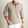 Camisa Polo de Lana y Seda Estilo Old Money para Hombre Otoño 2026 Nueva Casual Cuello Solapa Resistente al Desgaste Manga Larga Camiseta para Hombre
