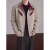 Chaqueta Americana Patchwork Desestructurada Cuello Alto para Hombre Primavera Otoño Marca de Moda Retro Tie-dye Casual Audaz Guapo Versátil Ropa de Abrigo