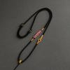 Corda Preta Ouro Rosa Flor de Pêssego Corda de Pescoço Fina Macia Ouro Jade Pei Cristal Pingente Esmeralda Corda Ajustável Tecida à Mão