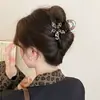 Pinza para el pelo de flor con estampado de leopardo retro francés para mujer, Pinza de tiburón de alta gama para la parte posterior de la cabeza, Pinza para coleta alta, Accesorio para el pelo