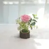 127 flores artificiales plantas verdes adornos hogar interior sala de estar pequeño bonsái de rosa flor falsa de plástico flor en maceta