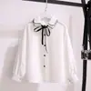 Camisa Infantil Branca Manga Longa Primavera & Outono Uniforme de Classe Uniforme de Apresentação Renda Uniforme de Estudante Meninas Nova Camisa Primavera & Outono Meninas