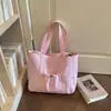 Bolsa de lona com poá estilo coreano para mulheres, bolsa de ombro nicho estilo saia doce, bolsa tote de grande capacidade para o dia a dia