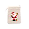 Amazon Transfronterizo Navidad Algodón y Lino Bolsa con Cordón Bolsa de Dulces de Papá Noel Bolsa de Regalo para Fiesta Festiva Bolsa de Cuenta Regresiva