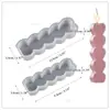 Molde para Adorno de Velas de Yeso DIY Columna Ondulada Espejo Alto Molde de Silicona para Velas Aromáticas Venta al por Mayor en Stock