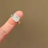 Estilo Ins Japonés y Coreano Dulce Dibujo Animado Gato Kt Anillo con Zirconia Pendientes para Mujer Súper Hada Fresco Moda Versátil Accesorios de Joyería