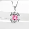 Celebrante en Línea Color Vivo Traje Cuadrado Rosa Ceniza Diamante de Alto Carbono Anillo de Diamante Cuadrado Pendientes Colgante Collar para Mujeres