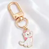 Colgantes de dibujos animados rosas lindos estilo coreano, dijes de aleación de esmalte de conejo y estrella, llaveros con anilla en D, accesorios para manualidades, venta al por mayor