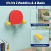 Suporte Acrílico Transparente de Parede para Exibir Raquetes de Tênis de Mesa, Comporta 2 Raquetes e 4 Bolas, Suporte de Armazenamento