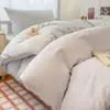 Juego de Cama de Tres Piezas de Algodón 100% Puro Jacquard Color Sólido 60S para Dormitorio de Estudiantes, Juego de Ropa de Cama con Funda de Edredón, Sábana Plana y Sábana Ajustable 100% Algodón Puro de Lujo Ligero