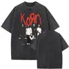 2025 Estilo Nuevo Lavado Vintage Banda de Rock Korn Falling Away from Me Camiseta Algodón