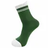 Calcetines de hombre de algodón de alto contenido de fábrica, hasta la pantorrilla, retro, de doble raya, casual, deportivos, de algodón, multicolor, personalizados, al por mayor