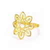 Anillo de Acero de Titanio con Forma de Loto Hueco, Anillo de Diseño de Nicho Chapado en Oro que No se Desvanece, Venta Directa de Fábrica a Partir de Una Pieza