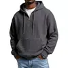 Jaqueta Masculina com Capuz de Cor Sólida, Manga Longa, Waffle, Estilo Americano, Outono/Inverno, Nova, Casual Solta, Roupas Masculinas Hoodie