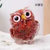 Venta al por mayor transfronteriza grava de cristal natural resina búho manualidades para escritorio en casa adornos de muñeca animal