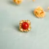 Accesorios Naturales Redondos de Jaspe Incrustados, Incrustaciones Cuadradas Huecas de Circonita y Perla, Accesorios para Joyería de Cuentas DIY