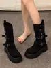 2026 Tendencia de Temperamento Elegantes Otoño Nueva Llegada Aumentan la Altura Botas de Moda Retro Mujer Pequeña Hasta la Rodilla Botines Vaqueros