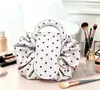 Nueva bolsa de cosméticos con cordón ajustable para mujer, portátil, impermeable, de PU, para viaje, bolsa de almacenamiento portátil, estuche de alta calidad