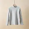 Camiseta básica de cuello medio para hombre, camiseta de manga larga de algodón puro de peso pesado, top de otoño juvenil de cuello medio, cuello alto, moda de primavera y otoño