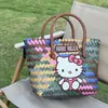 Bolso de Gato Bolso Tejido a Mano Bolso de Trabajo para Viajar Bolso de Mujer Bolsa de Cesta de Verduras de Dibujos Animados Bolso de Mano para Vacaciones de Niños