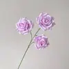 Flor Artificial Rosa Elsa de 3 Cabeças, Flor Artificial para Casamentos, Material de Tecido de Seda, Rosa Aberta com Pétalas em Cor Gradiente