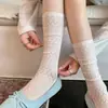 Meias de Verão Finas em Renda Estilo Ballet Doces para Mulheres, Meias Arrastão Vazadas para Panturrilha, Meias Slouch Doces Miu Girl Sem Costura