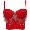 Luqiu Guo Tank Top de Verano para Mujer para Ropa Exterior, Top Tubo de Rendimiento con Borlas y Tirantes de Cadena, Color Sólido, Corte Ajustado Db1070, Sexy y a la Moda