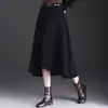 Falda de lana irregular, nuevo modelo otoño 2026, moderna y versátil, de cintura alta, adelgazante, que cubre las caderas, falda de campana con dobladillo ancho para mujer
