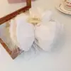 Grampo de Cabelo com Laço Multicamadas de Malha Tecida Doce Moda Brilhante Seda Dupla Face Cabeça Bolha Coração de Menina Acessórios de Cabelo