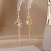 Brincos de Franja Zircônia Microcravejados de Alta Qualidade, Estilo Celebridade da Internet, Brincos Florais Emagrecedores, Brincos Femininos Modernos e Versáteis