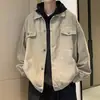 Chaqueta Retro con Cuello de Solapa para Hombre Primavera y Otoño Japonesa Color Sólido Hip Hop Holgada Casual Tendencia Ins Ropa de Trabajo Cárdigan