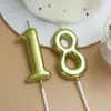 Velas de Número Chapadas en Oro y Plata de Fábrica para Pasteles de Cumpleaños Infantiles, Números 0-9, Venta al por Mayor
