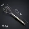 Batidor de huevos de acero inoxidable 304, batidor manual de engrosamiento manual, varilla mezcladora manual y batidor para fideos/huevos, herramienta de horneado alargada