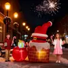 Mueve las Piernas arriba y abajo Papá Noel Chimenea Bolsa de Regalos LED Inflable al Aire Libre Adornos Navideños Decoraciones Transfronterizas