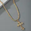 Colar Cruz Europeu e Americano Venda Quente Transfronteiriça Novo Colar com Pingente Cruz Feminino Design de Nicho Estilo Luxo Leve Corrente de Diamante para Clavícula Masculina