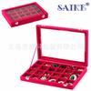 Suministro Listo de Rojo Rosa Felpa Collar de Cien Anillos Colgante Pulsera Aretes 12 Rejillas 24 Rejillas Caja de Almacenamiento para Joyería