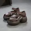 Jie Zou 2026 Verano Nueva Llegada Piel de Vaca de Primera Capa Sentido del Diseño Suela Gruesa Sandalias Estilo Retro Transpirables Moda Versátiles Zapatos de Mujer